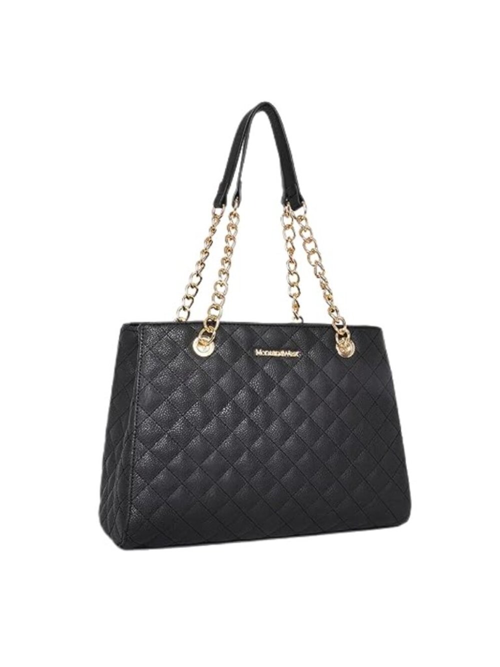Quilted Faux Leather Chain Shoulder Bag Medium Tote Purse Women Handbag